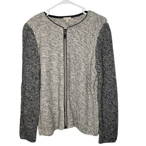 NWT Talbots full zip knit Gray/Black w/ metallic accent sweater-Women’s X